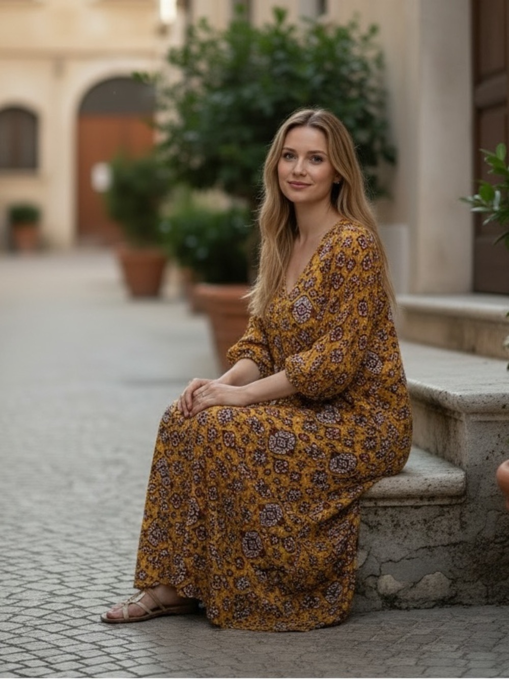 Tucker Silk Maxi Dress Graphic Print Long Sleeves